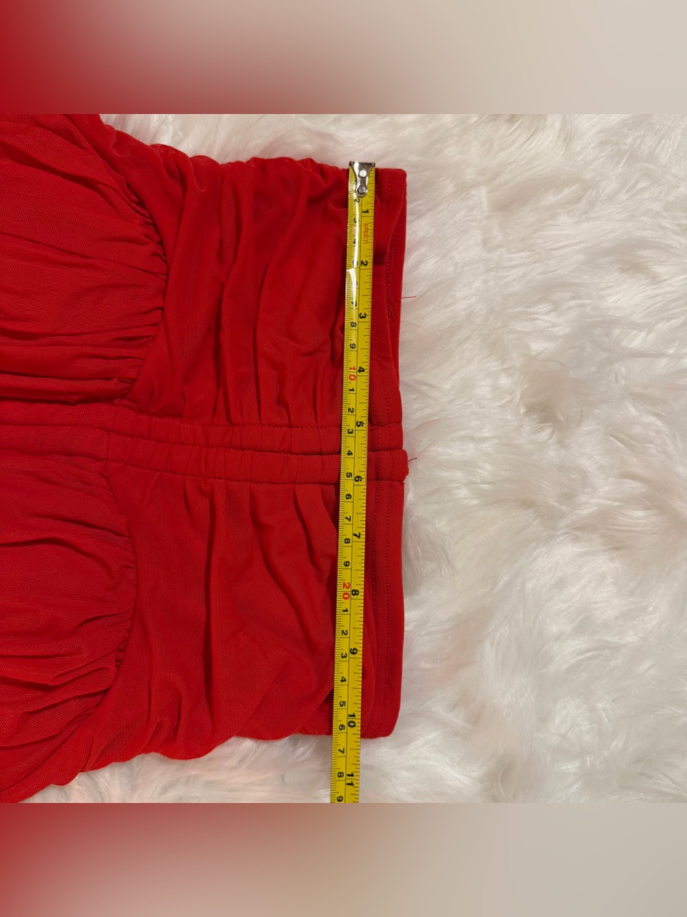 Windsor Red Ruched Off-Shoulder Mesh Crop Top Small - Picture 7 of 10